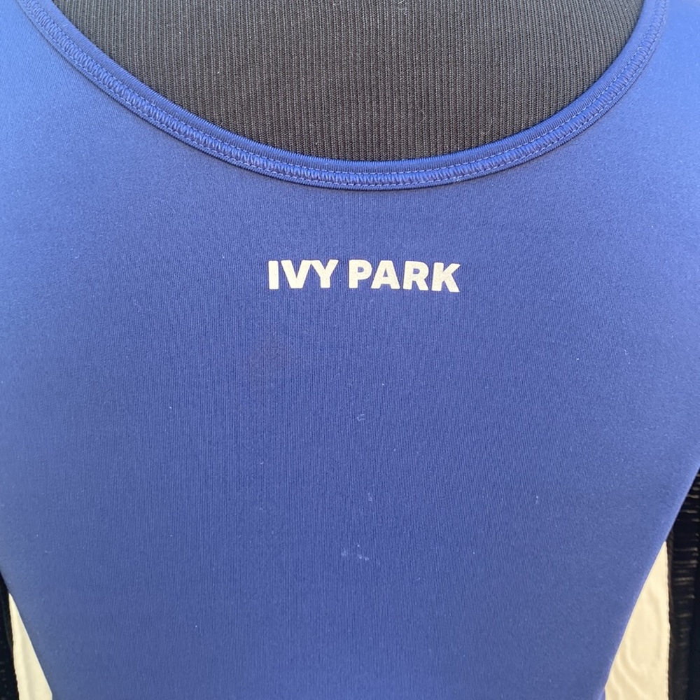 IVY PARK Navy Blue Cropped Long-Sleeve Mesh Top - Picture 7 of 11